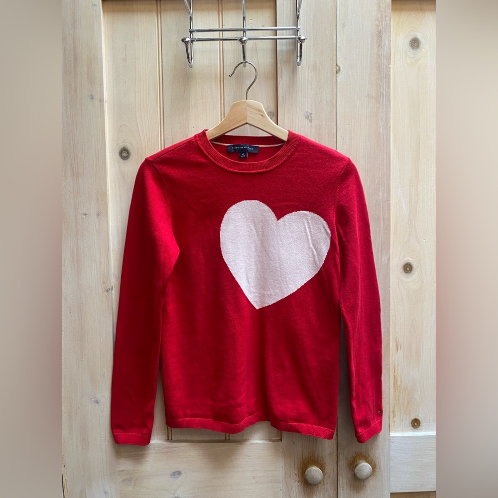 Tommy Hilfiger Heart Crew Neck - Red & Pink Size S/P